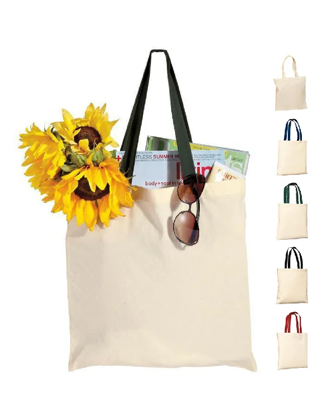 240 ct 100% Cotton Value Tote Bag with Contrast Handles - By Case