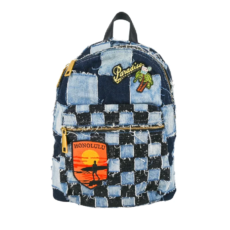 Biker Checker Denim Backpack