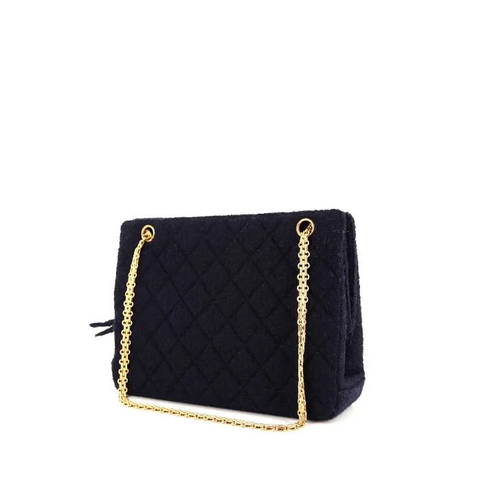 Chanel Vintage shopping bag in dark blue terry fabric