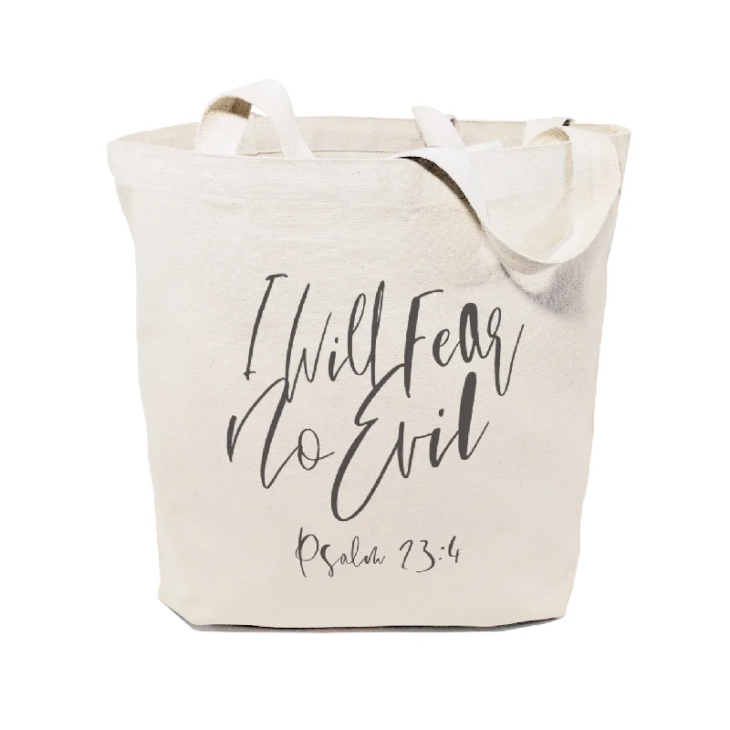 I Will Fear No Evil, Psalm 23:4 Cotton Canvas Tote Bag