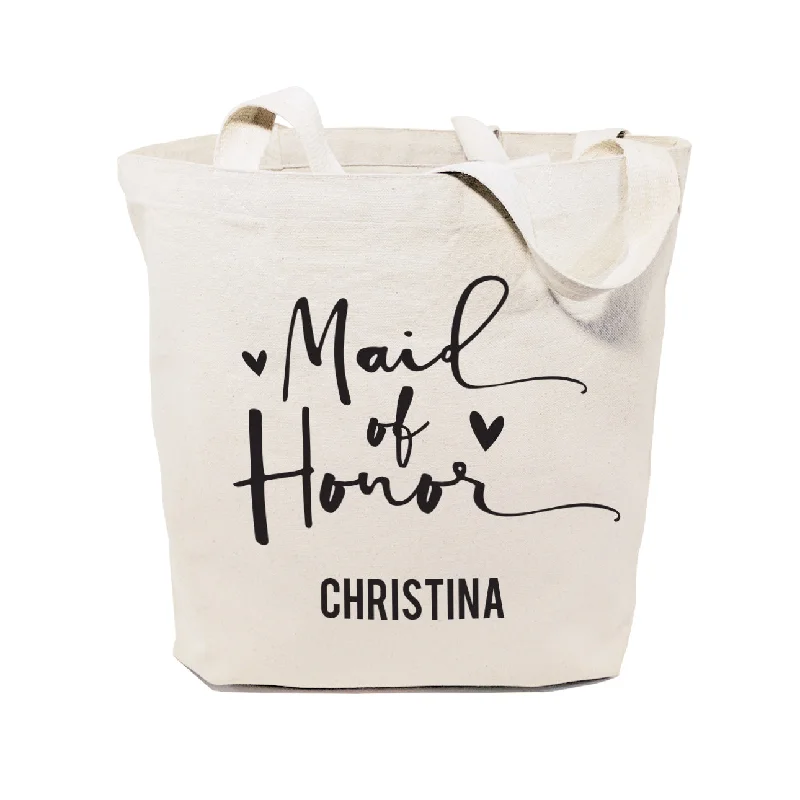 Maid of Honor Personalized Wedding Cotton Canvas Tote Bag