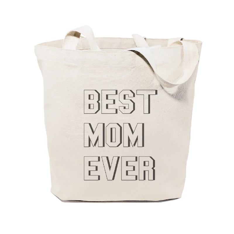 Modern Best Mom Ever Cotton Canvas Tote Bag