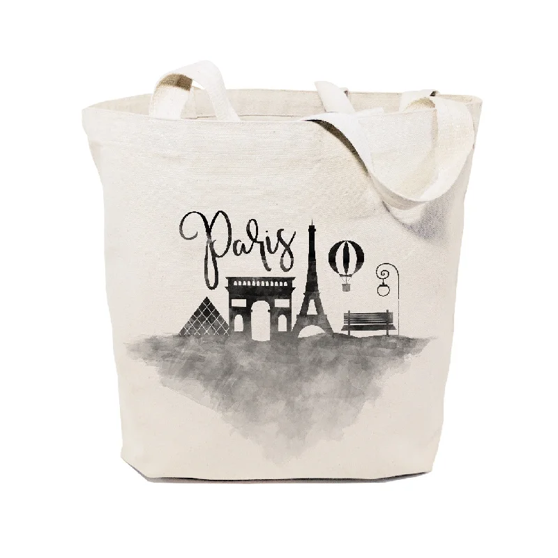 Paris Cityscape Cotton Canvas Tote Bag