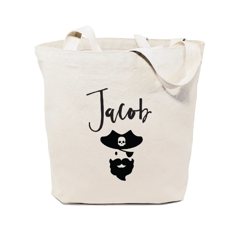 Personalized Name Pirate Cotton Canvas Tote Bag