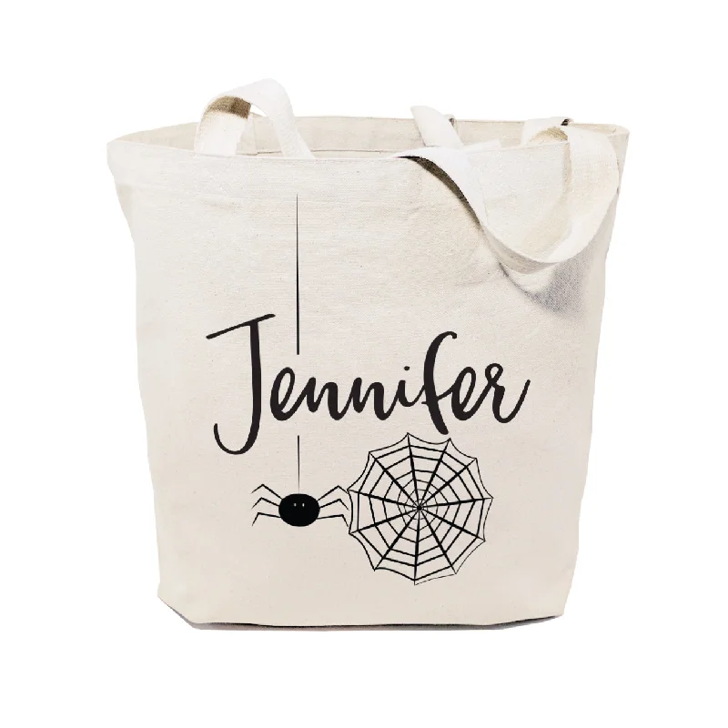 Personalized Name Spider Cotton Canvas Tote Bag