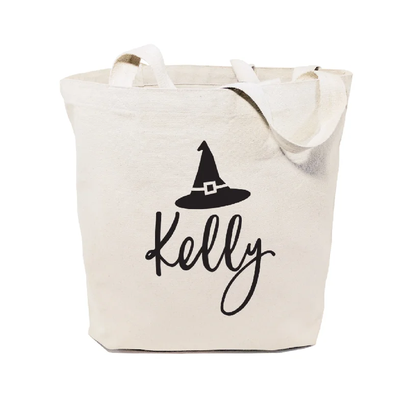 Personalized Name Witch Cotton Canvas Tote Bag