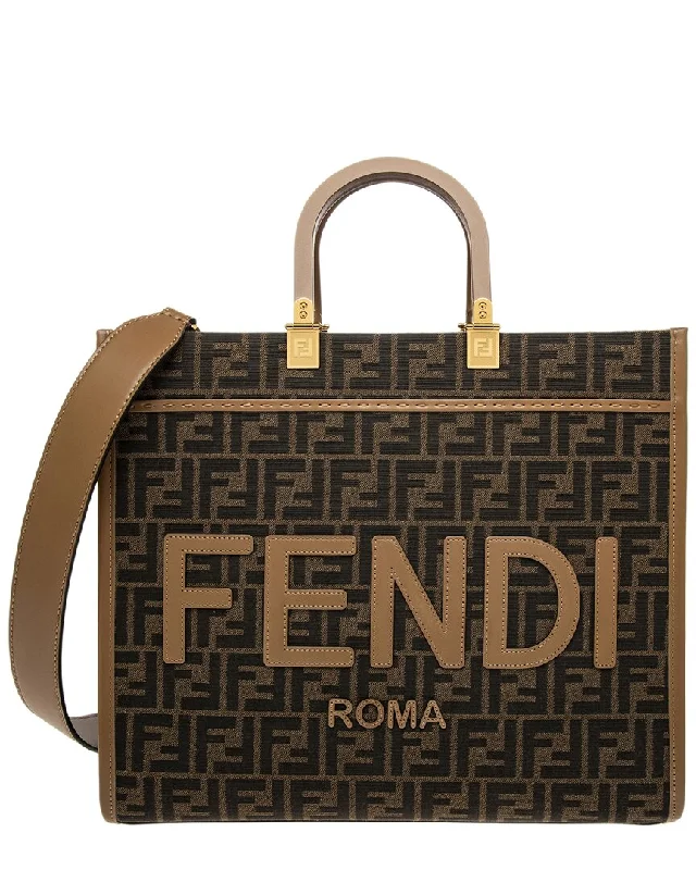 FENDI Roma Sunshine Medium Canvas & Leather Tote