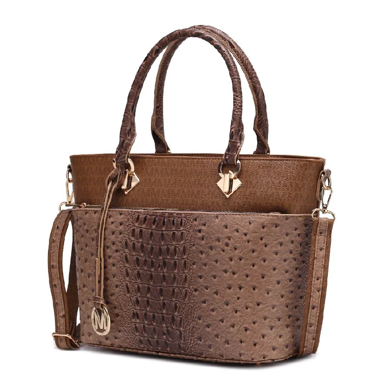 Grace Signature and Croc Embossed Tote Handbag