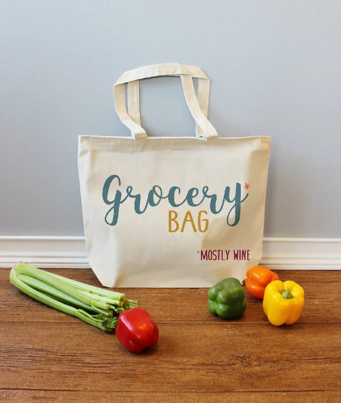 Grocery Bag Mostly Wine XL Tote Bag