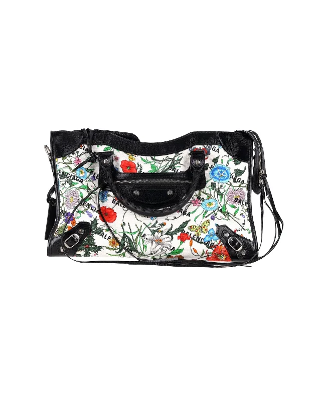 Gucci x Balenciaga The Hacker Project Floral Neo Classic Bag Medium in White Floral Canvas