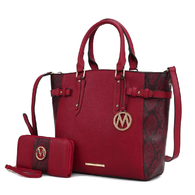 Joelle Faux-Snake Embossed Women’s Tote bag with matching Wallet by Mia K.