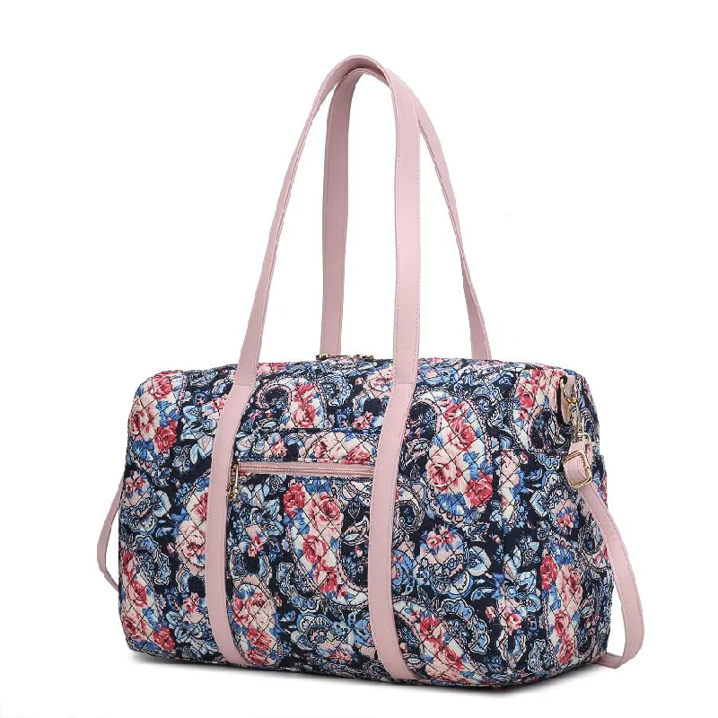 Khelani Quilted Cotton Botanical Pattern Women’s Duffle Bag