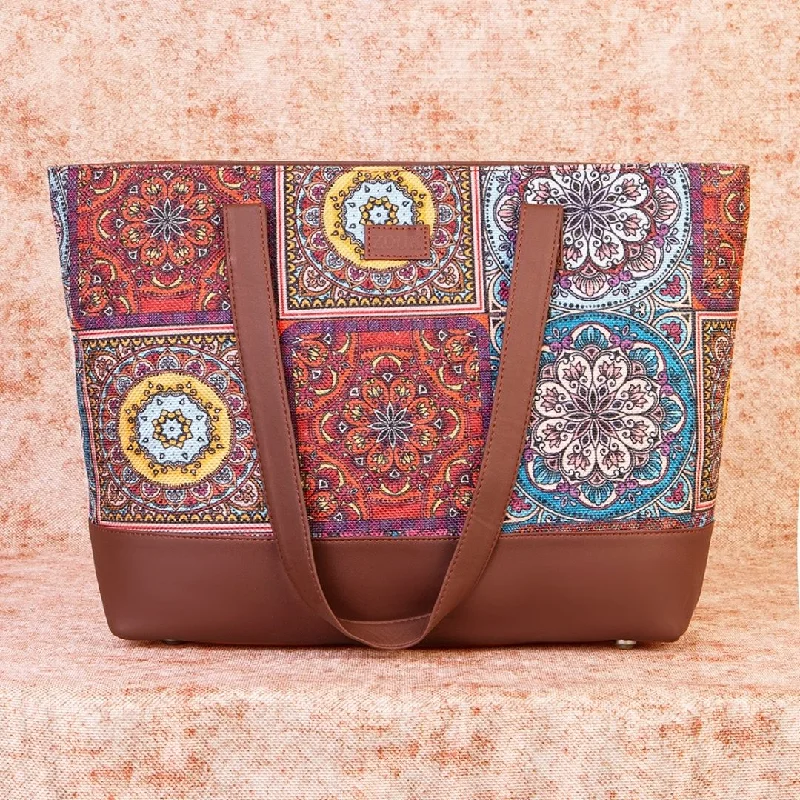 Multicolor Mandala Print Shoulder Tote Bag