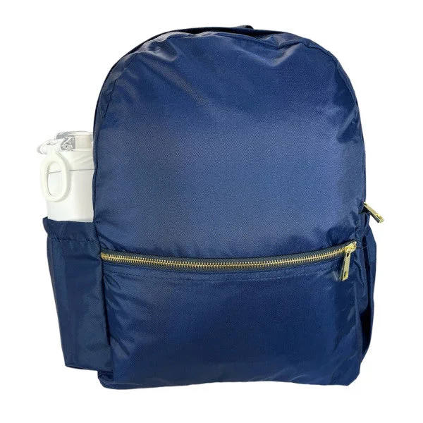 Navy Nylon Brass Medium Backpack