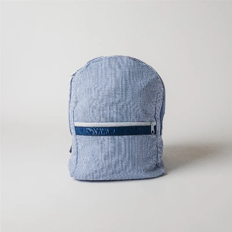 Navy Seersucker Toddler Backpack