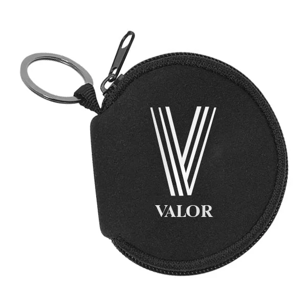 Neoprene Zipper Pouch Keychain With Silver Split-Ring (Q533522)