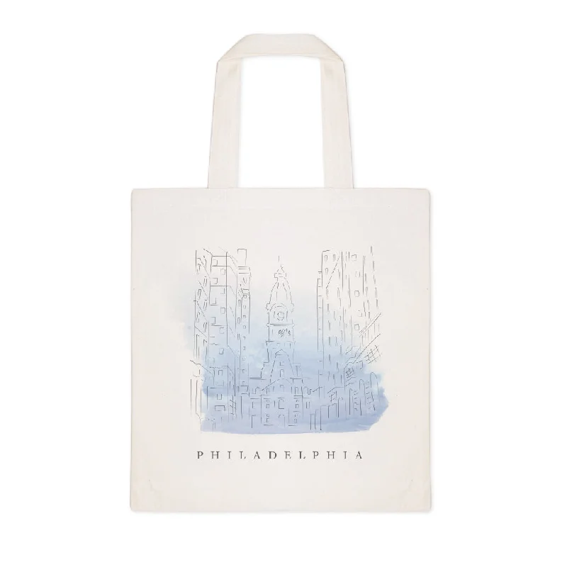 Philadelphia Cityscape Cotton Canvas Tote Bag