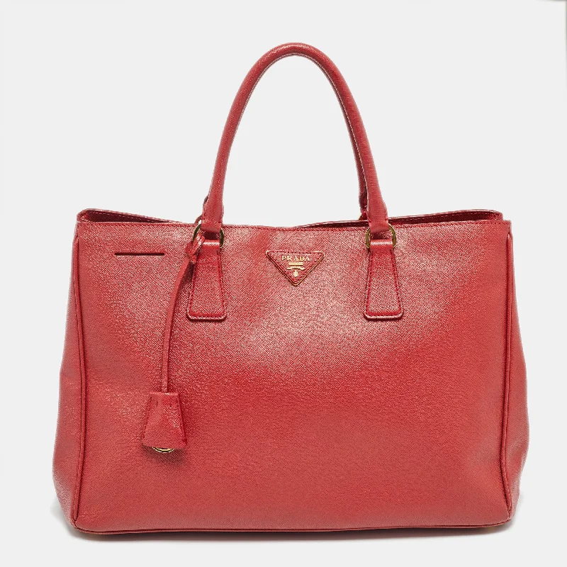 Prada Red Saffiano Lux Leather Large Galleria Tote..