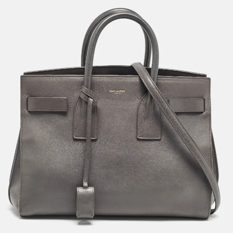 Saint Laurent Grey Leather Small Classic Sac De Jour Tote