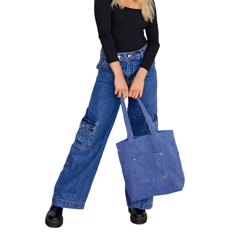 Sammie Corduroy Tote Bag In Blue