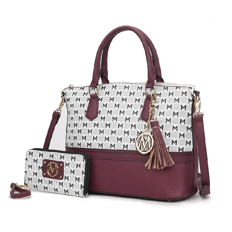 Saylor Circular M Emblem Print Women’s Tote Bag with matching Wristlet Wallet - 2 pieces