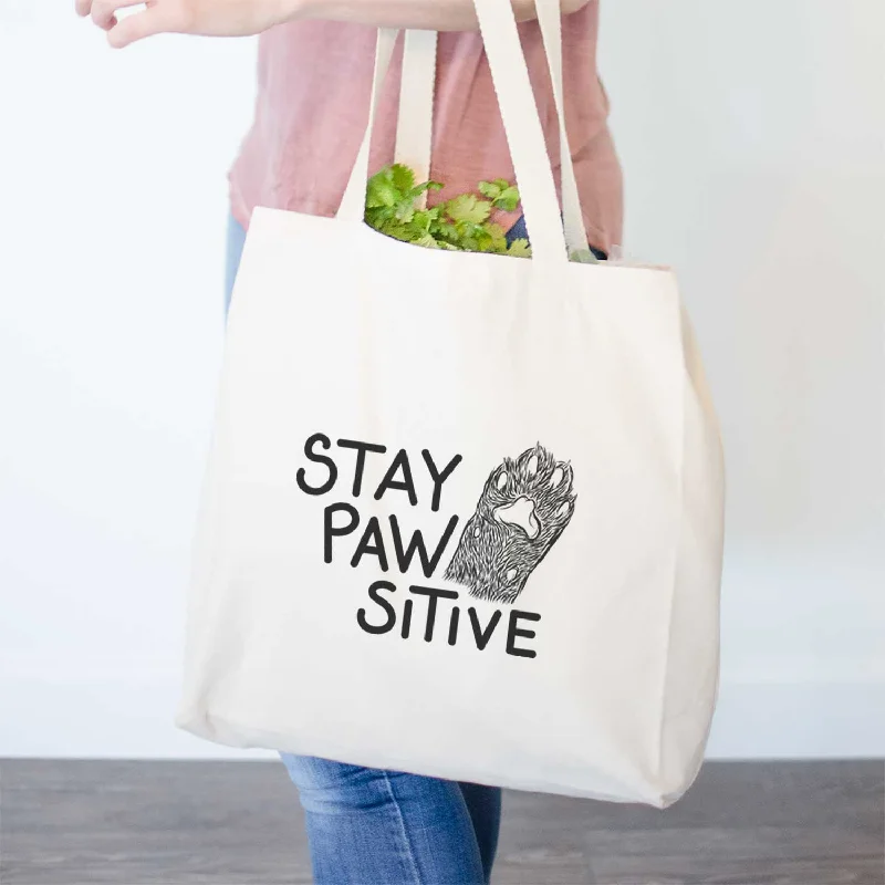 Stay Pawsitive - Cat Paw  - Tote Bag