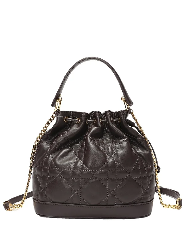 Tiffany & Fred Paris Large Quilted Leather Drawstring Bag