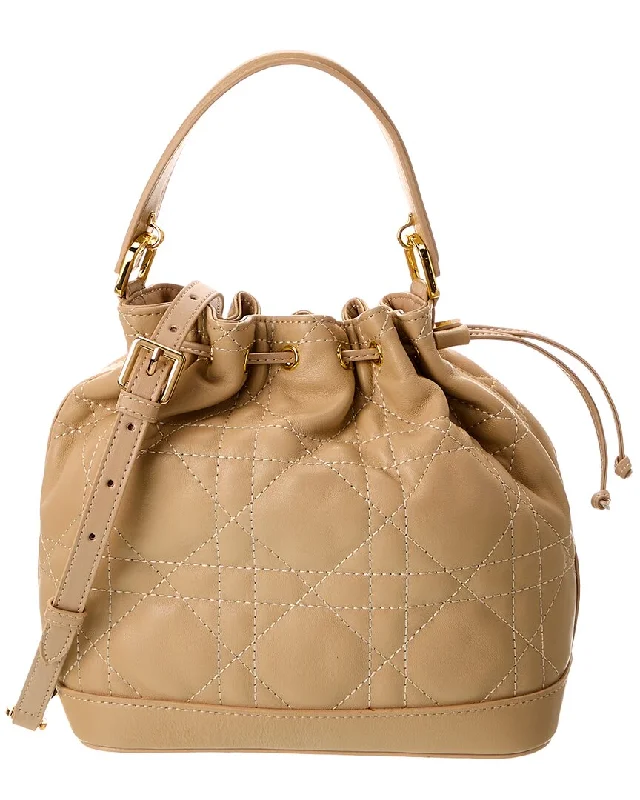 Tiffany & Fred Paris Large Quilted Leather Drawstring Bag