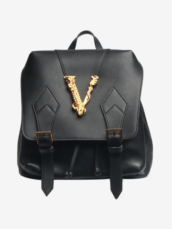 Black leather backpack