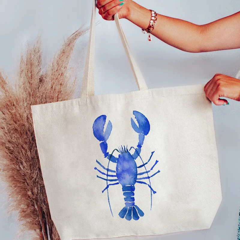 Watercolor Blue Lobster XL Tote Bag