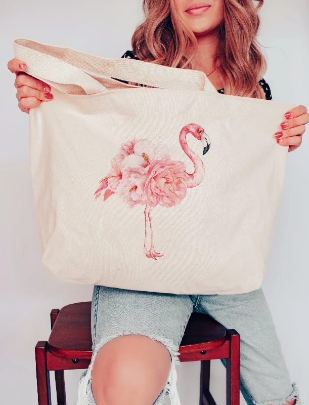 Watercolor Flamingo XL Tote Bag