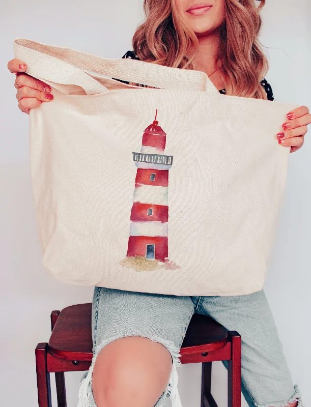 Watercolor Lighthouse XL Tote Bag