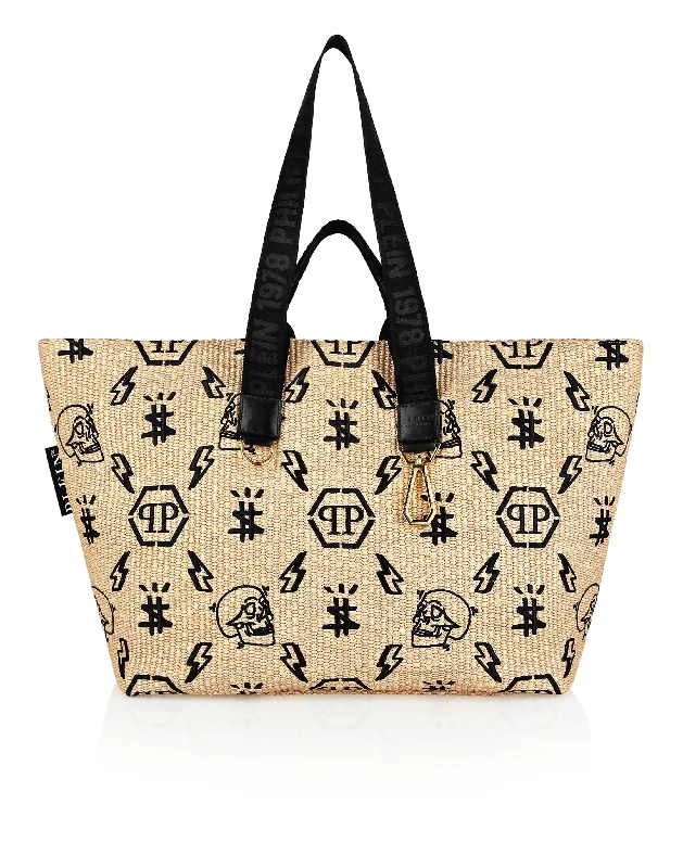 Wicker Tote Bag Monogram