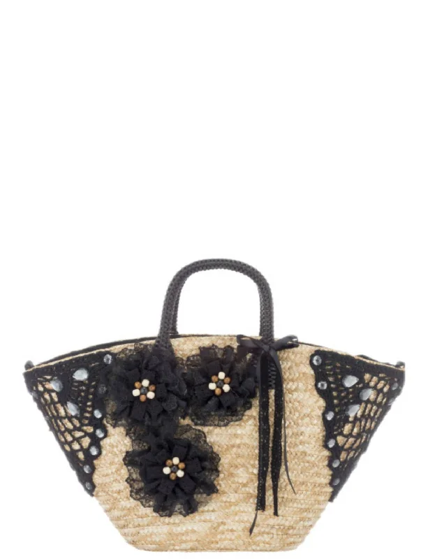 Women's Straw Diva Tote Bag In Black