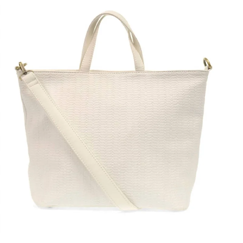 Women's Woven Convertible Shopper Bag In White