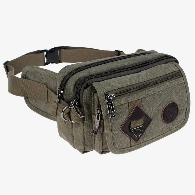 Canvas Belt Bag Outdoor Riding Mens Sports Waist Bag