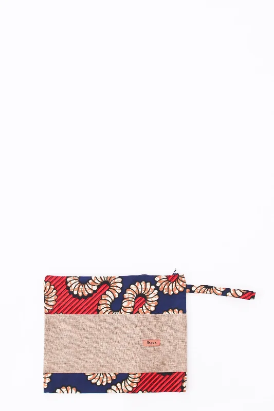 Canvas + Kitenge Oversize Wristlet, Royal