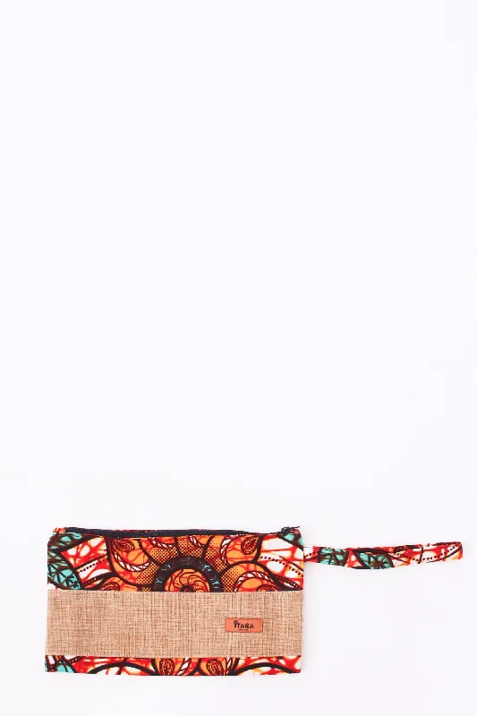 Canvas + Kitenge Wristlet, Maple