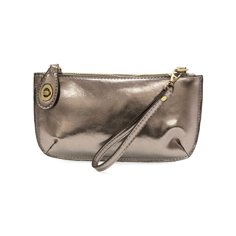 Liquid Metal Mini Crossbody Wristlet Clutch in Chrome