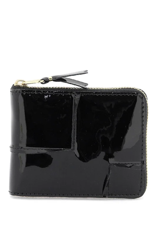 Comme Des Garcons Wallet Men's Zip Around Patent Leather Wallet With Zipper