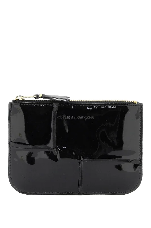 Comme Des Garcons Wallet Men's Zip Around Patent Leather Wallet With Zipper