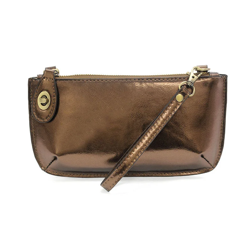 Liquid Metal Mini Crossbody Wristlet Clutch in Copper