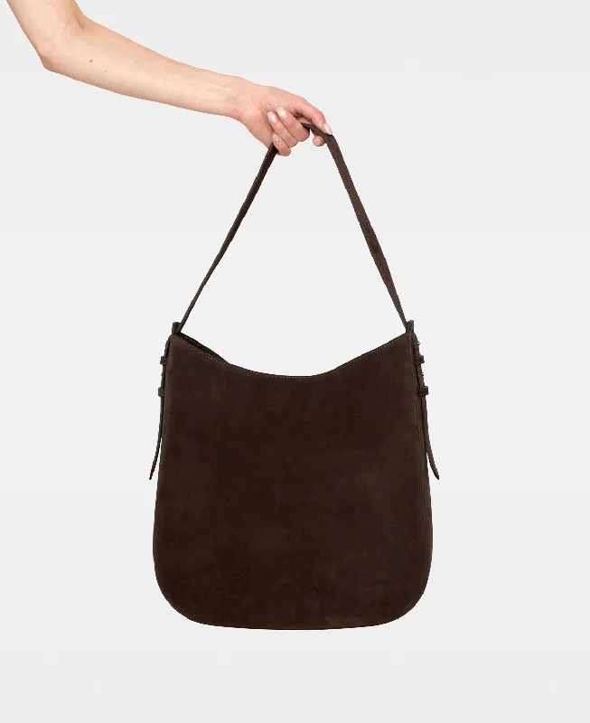 FARRAH hobo bag - Suede Dark Brown