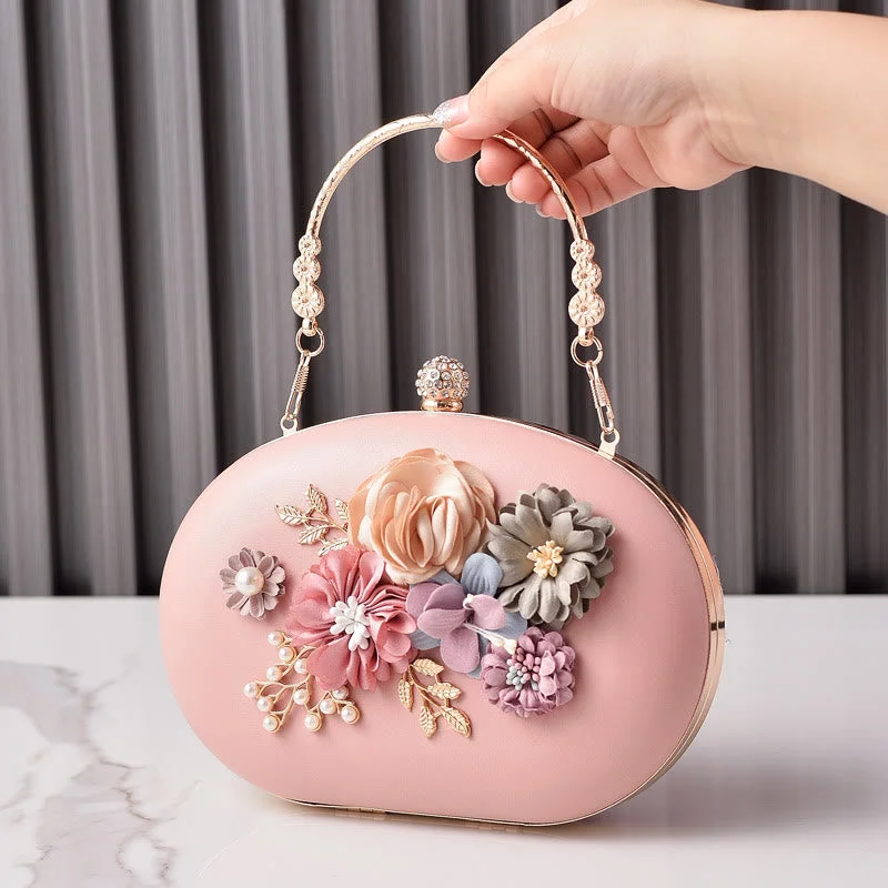 Flowers Clutch Purses for Women Evening Wedding Formal Clasp Handbag