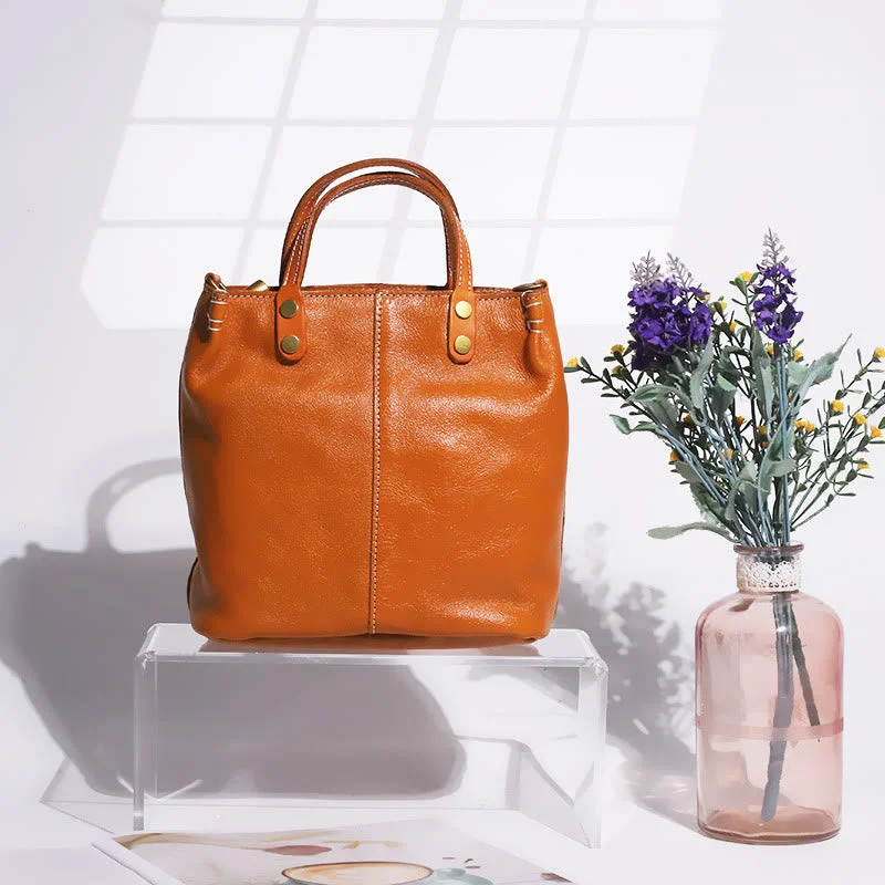 Handmade Tote Bag For Women Elegant Retro Soft Leather Bag