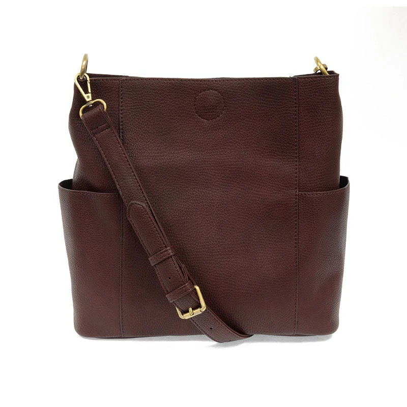 Kayleigh Side Pocket Bucket Bag in Oxblood