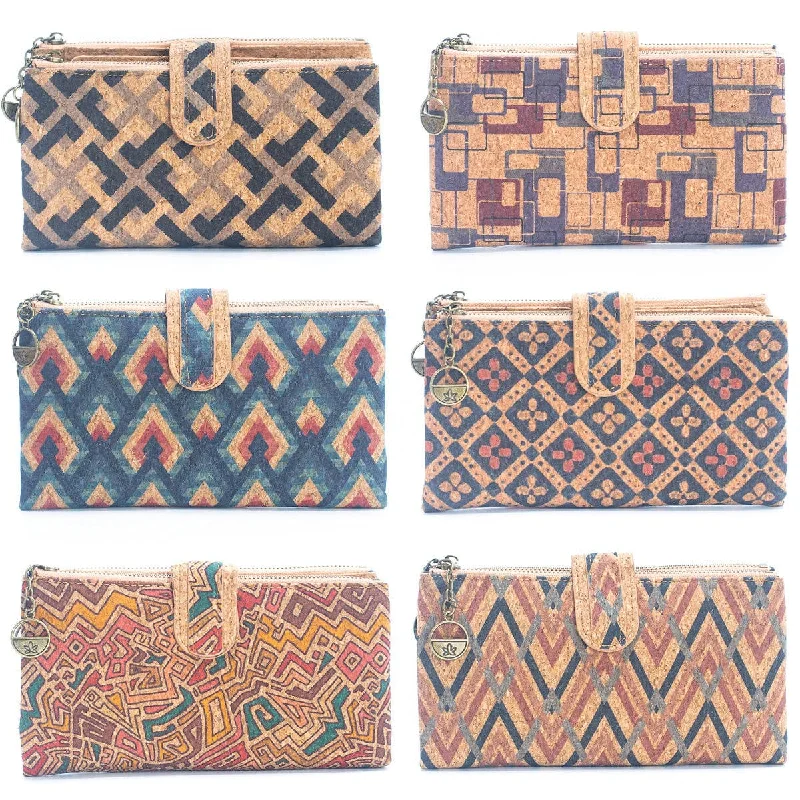 Long Geometric Cork Print Women's Wallet (6 Units) HY-039-MI