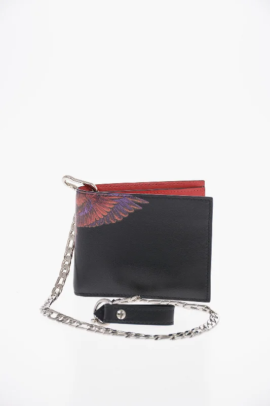 Marcelo Burlon Leather Red Wings Wallet With Chain