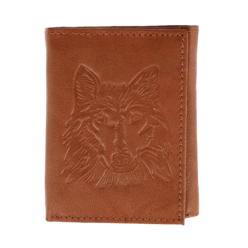 Men's RFID Wolf Embossed Trifold Wallet