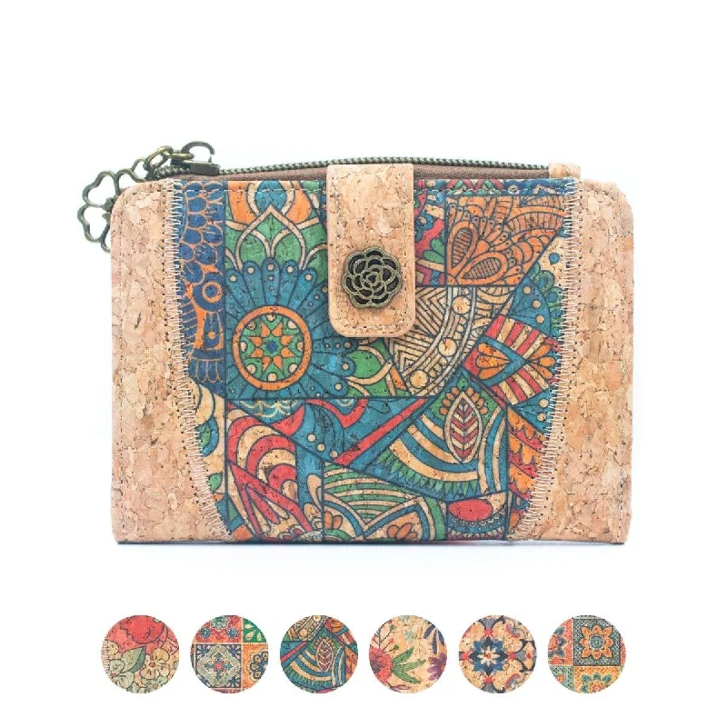 Natural Cork Floral-Print Women's Compact Wallet BAGF-077